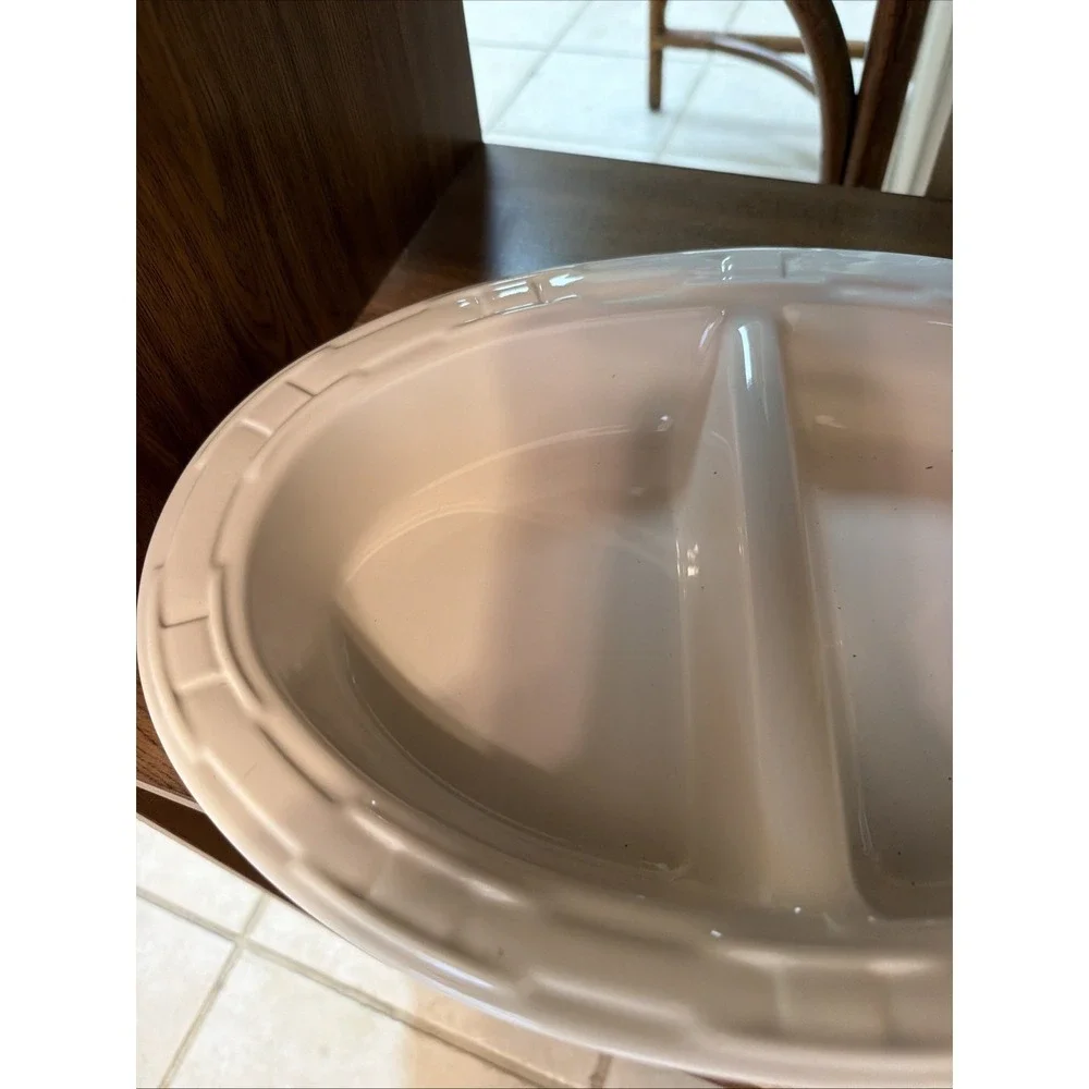 Longaberger‎ 1 Pottery Woven Tradition Ivory Divided Serving Bowl Dish